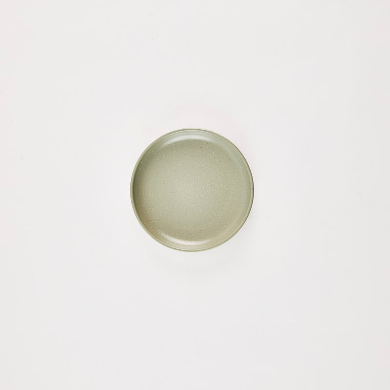 Green speckled plate.