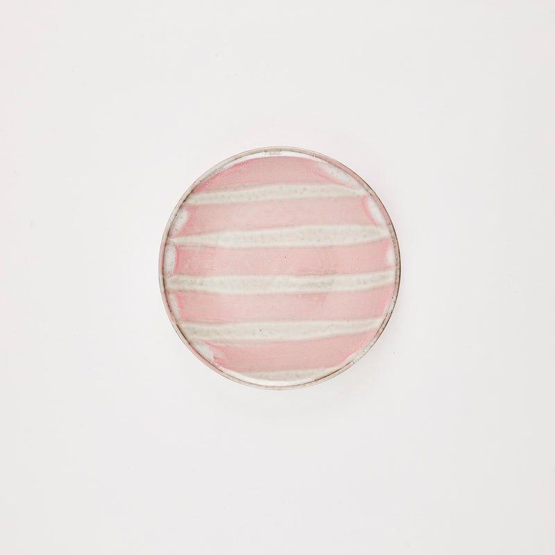 Beige and pink striped plate.
