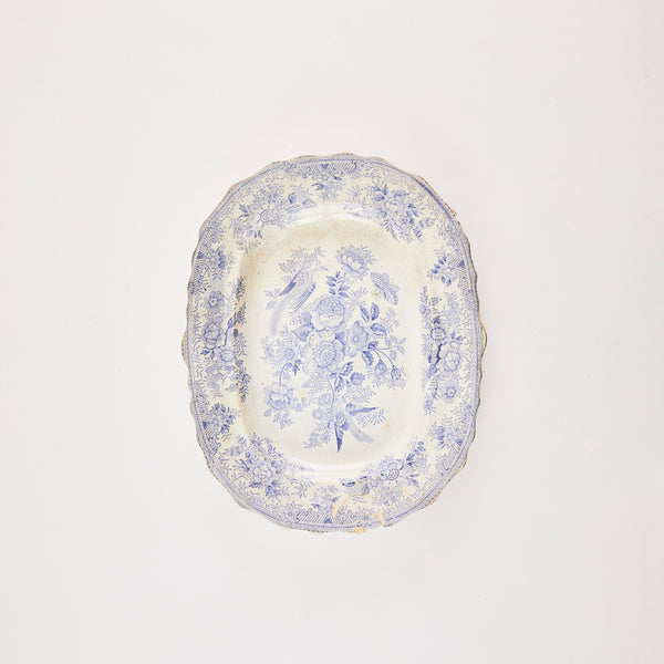 Cream and blue floral design platter.