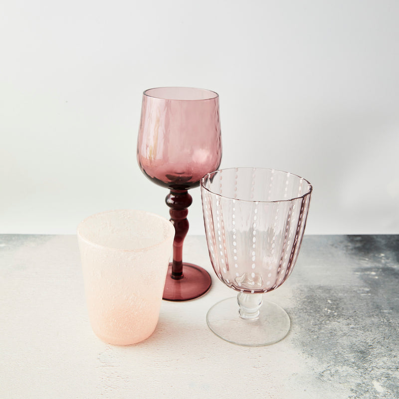 Pink glass mixed set.