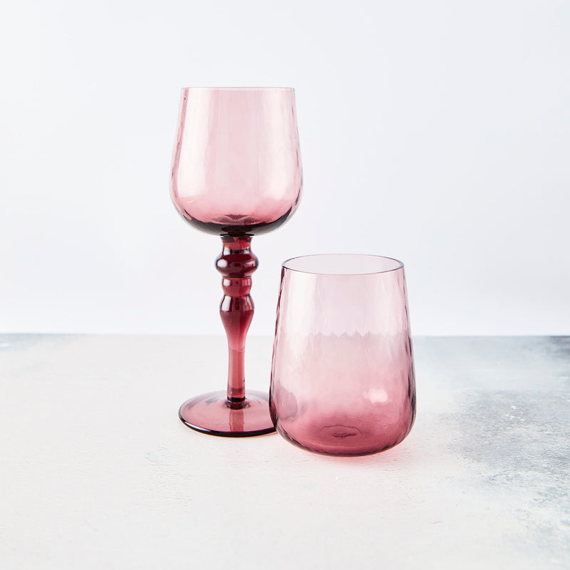 Pink glass mixed set.