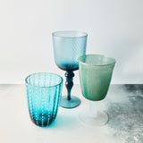 Blue and green glass mixed set.