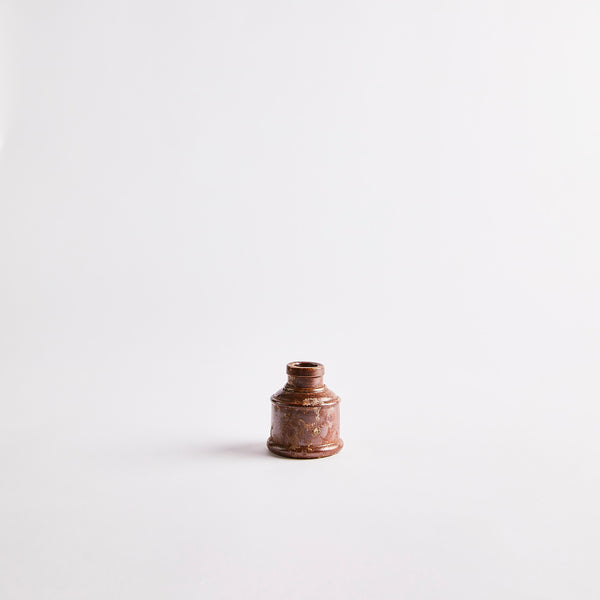 Small Brown Stoneware Bottle.