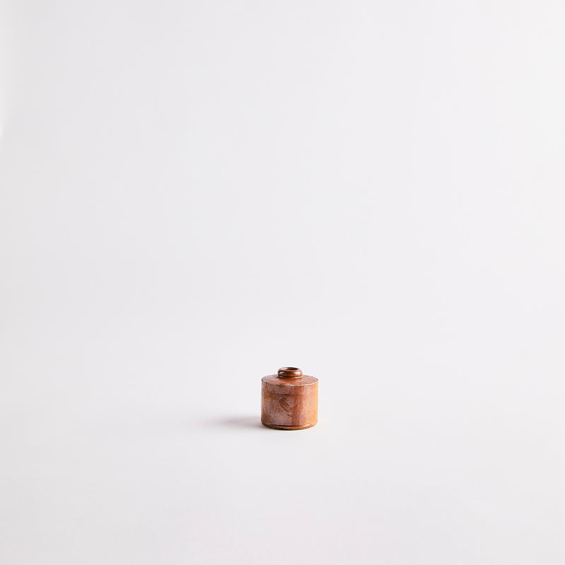 Small Brown Stoneware Bottle.