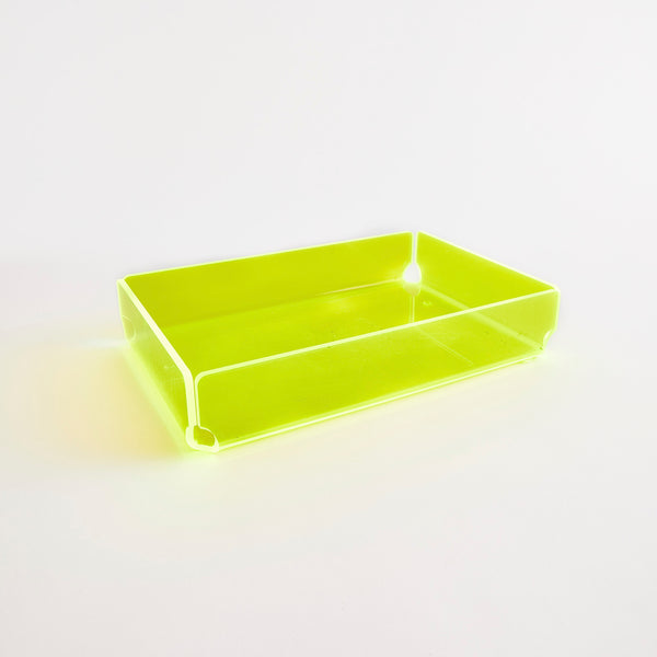 Yellow neon acrylic tray.