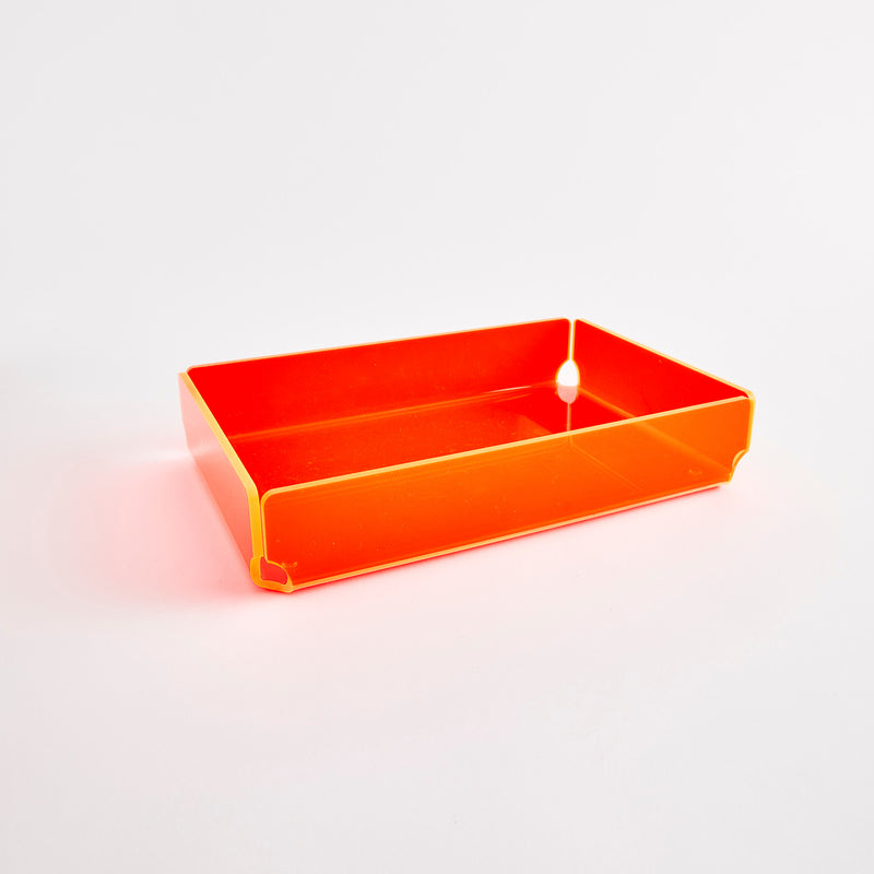 Orange neon acrylic tray.