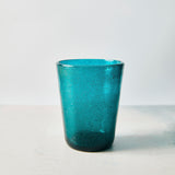 Turquoise bubble glass tumbler.