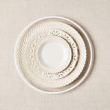 Ivory and cream with detailing edge mixed plate set.